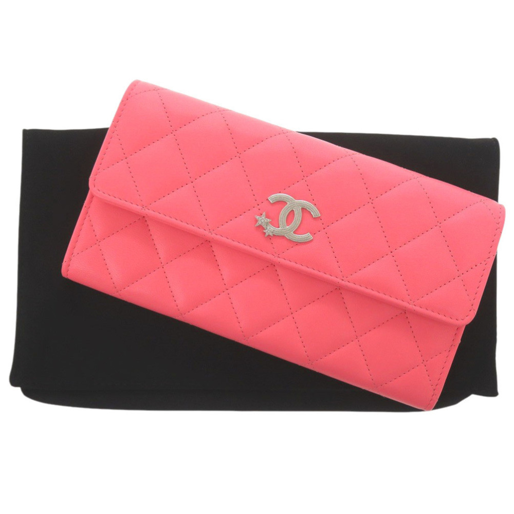 CHANEL Authentic Pink Lambskin Leather Logo Wallet - Picture 2 of 10